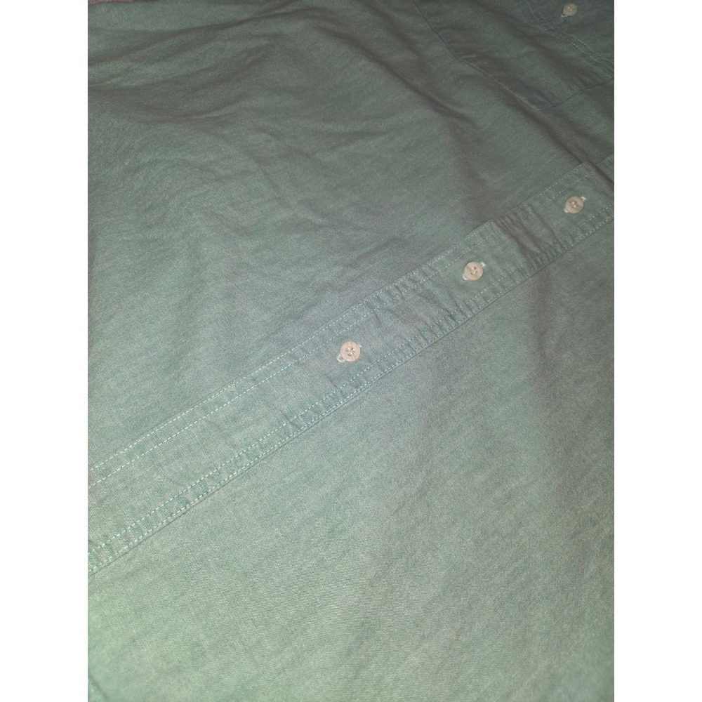 Eddie Bauer Mens XL Short Sleeve Button Down Shirt Green Cotton - Picture 7 of 11